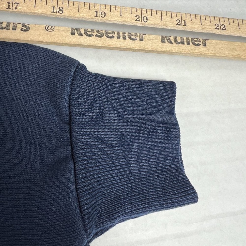 VTG NCAA Notre Dame Fightin Irish Sweatshirt Large Blue Faded Stained Crewneck - Picture 12 of 15